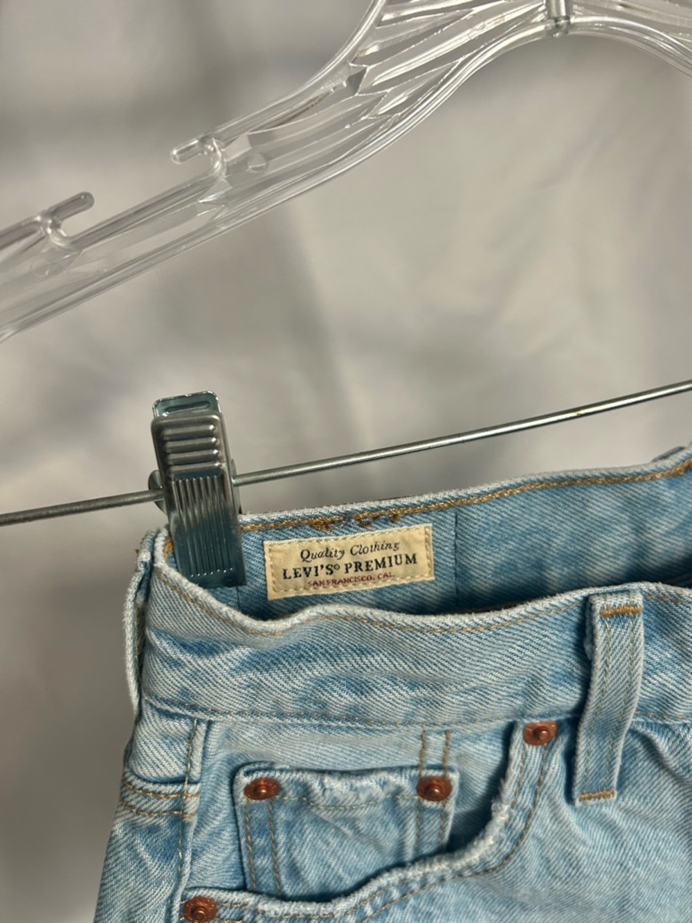 Levi's Premium High Rise Distressed Denim Cutoff Shorts - Picture 6 of 7